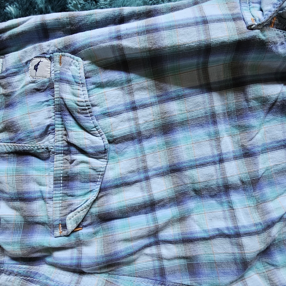 Tommy Bahama plaid blue cotton cargo shorts size 33 - Picture 12 of 12